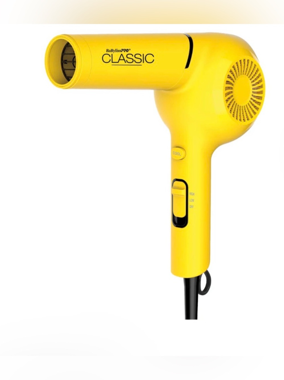 BABYLISSPRO CLASSIC PISTOL-GRIP HAIRDRYER YELLOW 1875W CERAMIC IONIC PRO.